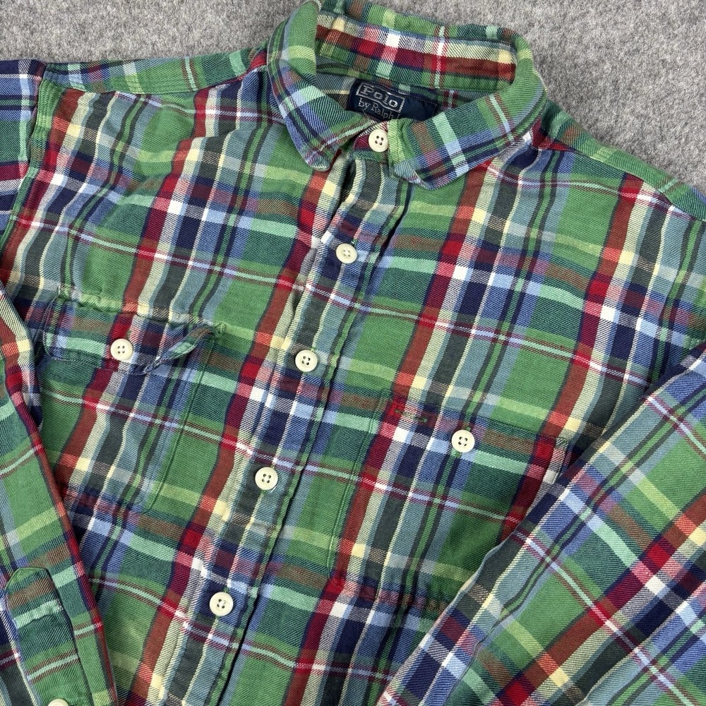 Polo Ralph Lauren Shirt Mens XL Green Plaid Button Up Long Sleeve Classic Y2K